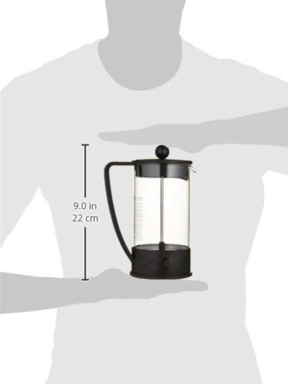 Bodum 34oz Brazil French Press Coffee Maker, High-Heat Borosilicate Glass, Black - Picture 2 of 3